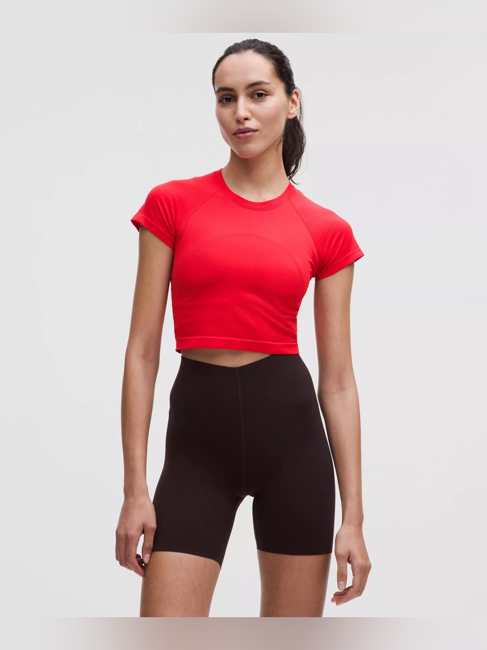 NWOT lululemon athletica Red Swiftly Tech Cropped Short Sleeve Shirt 2.0